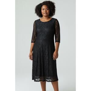 Kay Unger New York Vintage Lace Cocktail Midi Dress Navy Blue 14 Women’s